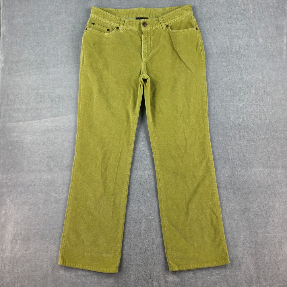 GoLite Womens Corduroy Pants Size 10 Green Chartreuse Straight Leg Stretch 31x31